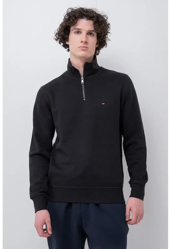 Bluza de trening cu fermoar scurt - Negru