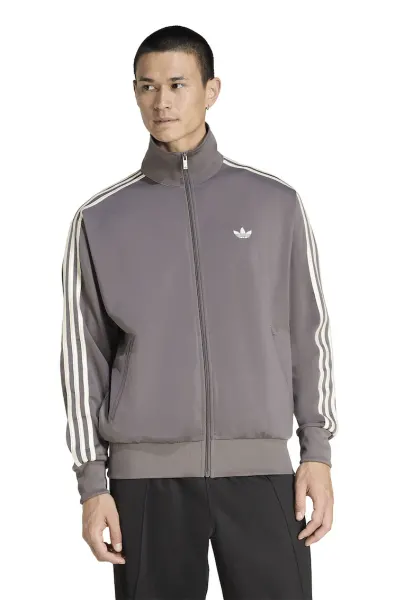 Bluza de trening cu fermoar si guler inalt Firebird - Maro taupe/Alb murdar