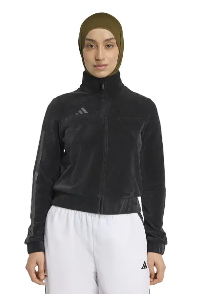 Bluza de trening cu fermoar si imprimeu logo - Negru stins/Gri inchis