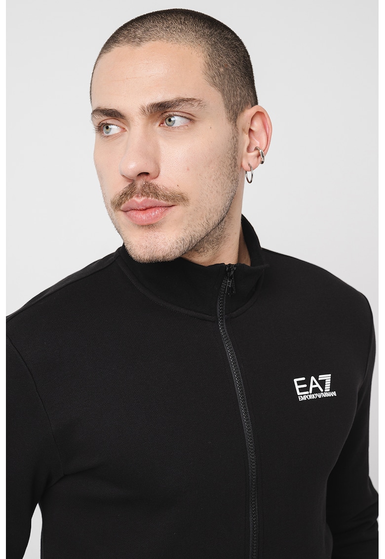 Bluza de trening cu fermoar si logo - Negru
