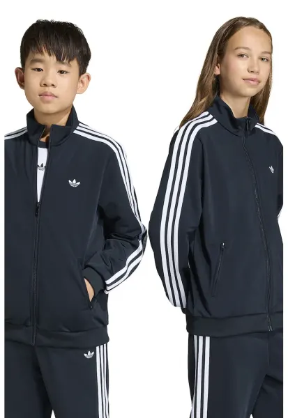 Bluza de trening cu guler inalt si benzi contrastante - Alb/Negru