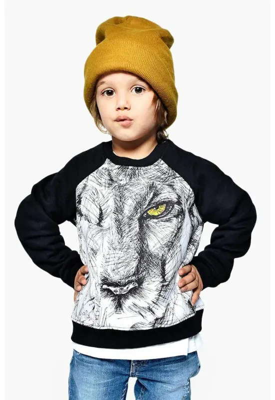Bluza de trening cu imprimeu frontal - Alb/Negru
