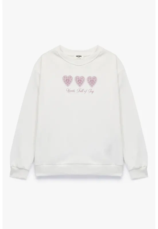 Bluza de trening cu imprimeu grafic - Alb fildes/Roz