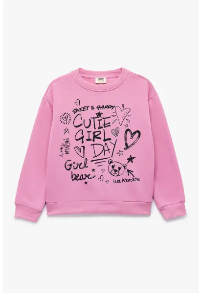 Bluza de trening cu imprimeu grafic - Negru/Roz pastel
