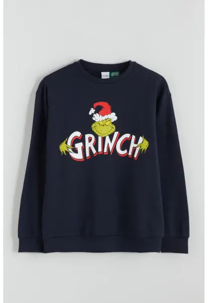 Bluza de trening cu imprimeu Grinch - Rosu/Alb/Bleumarin