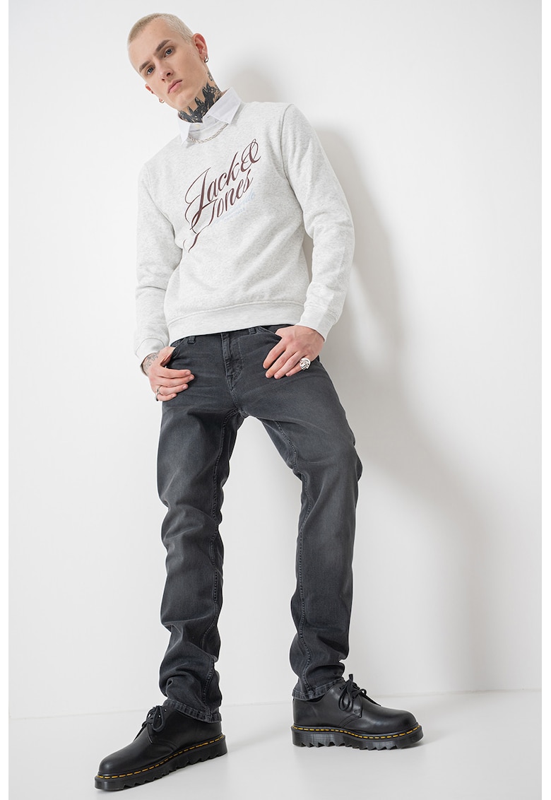 Bluza de trening cu imprimeu logo - Gri deschis melange