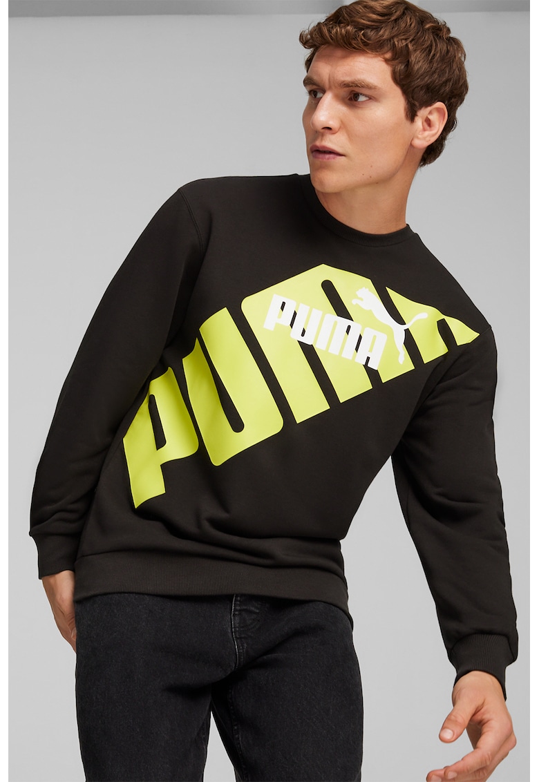 Bluza de trening cu imprimeu logo Power - Negru/Verde lime