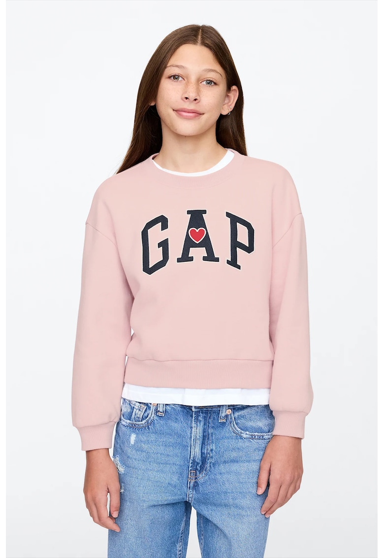 Bluza de trening cu imprimeu logo - Roz pal/Bleumarin