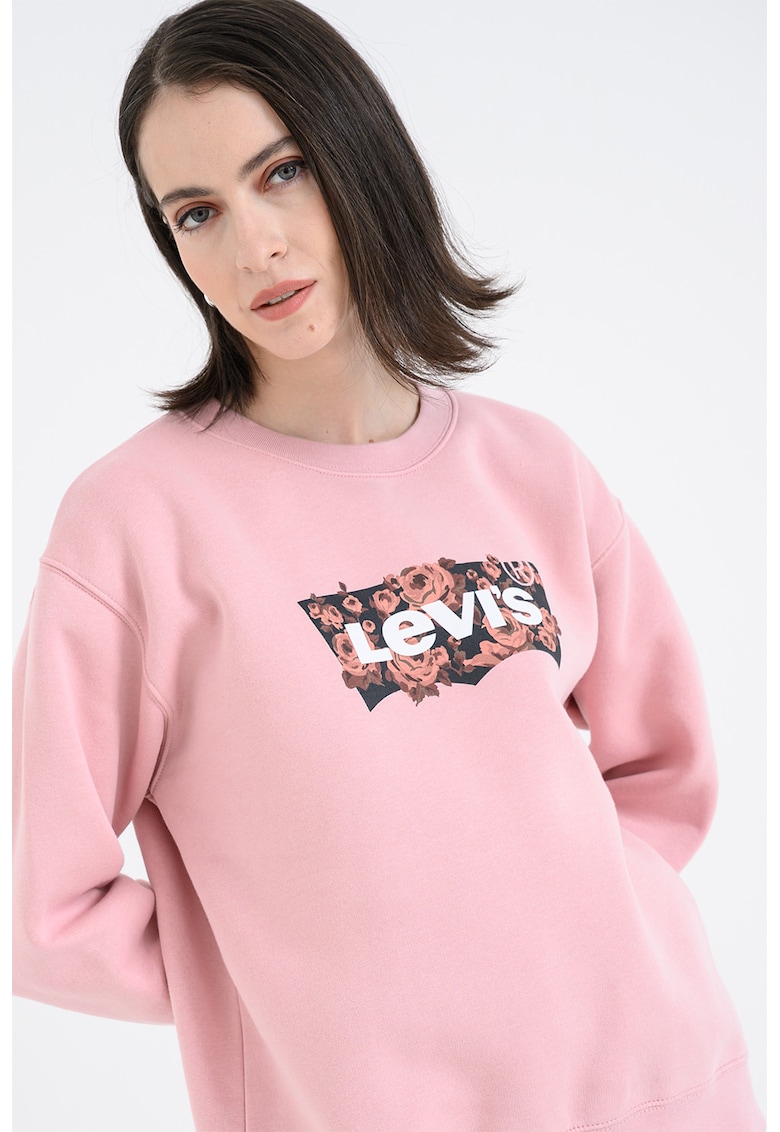 Bluza de trening cu imprimeu logo - Roz prafuit
