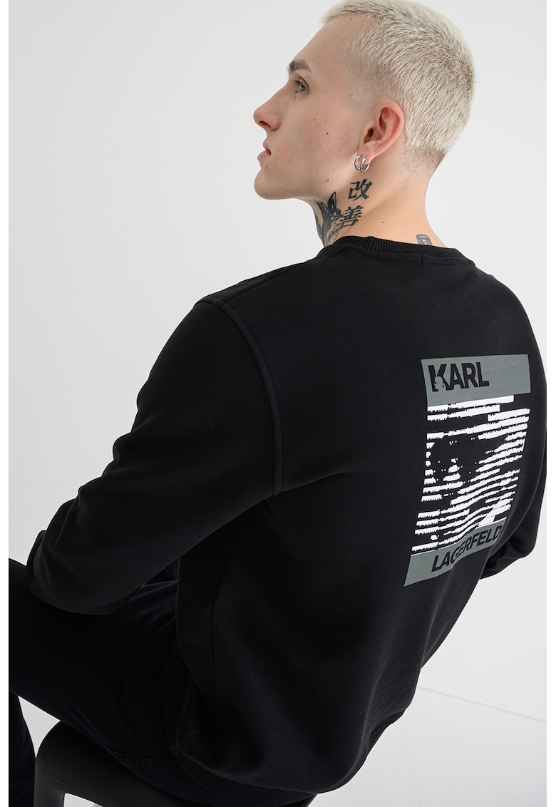 Bluza de trening cu imprimeu pe partea din spate - Negru