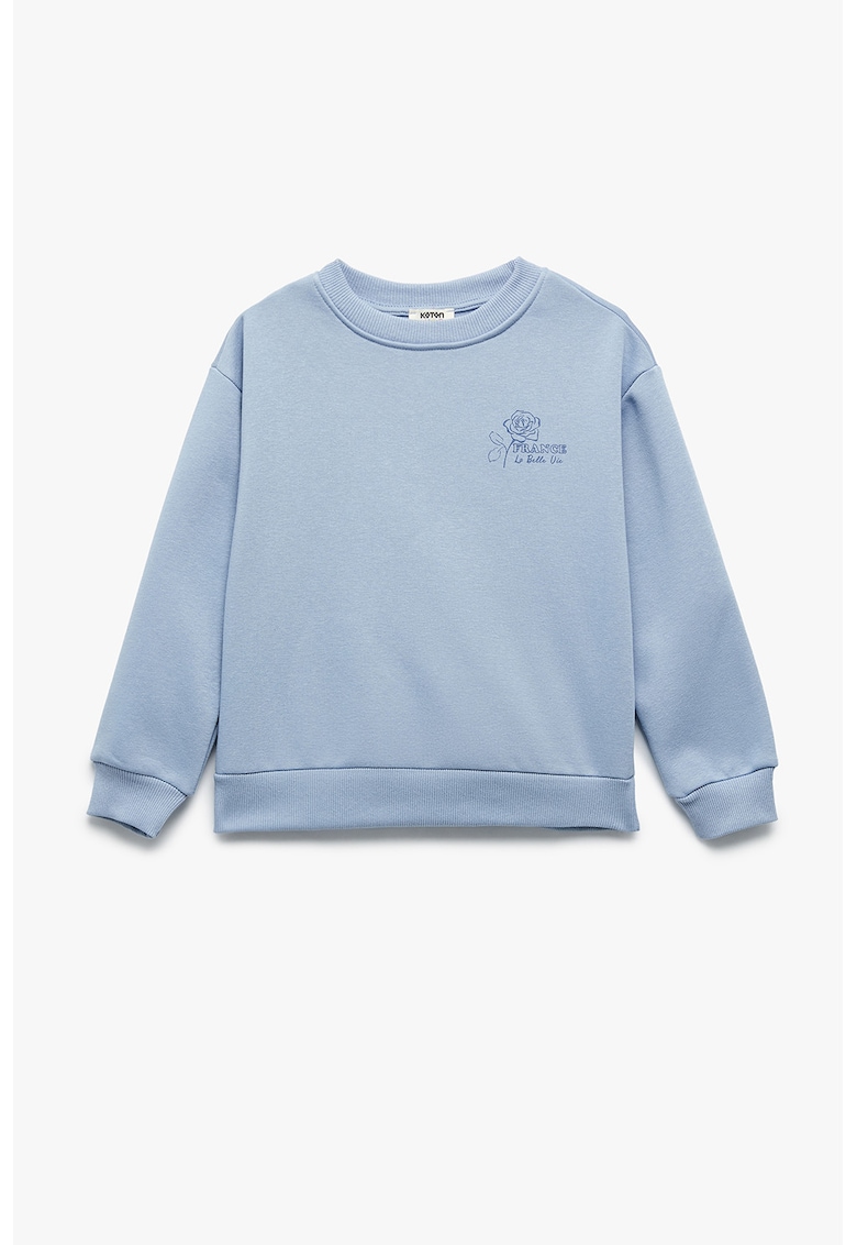 Bluza de trening cu imprimeu pe piept - Albastru pastel