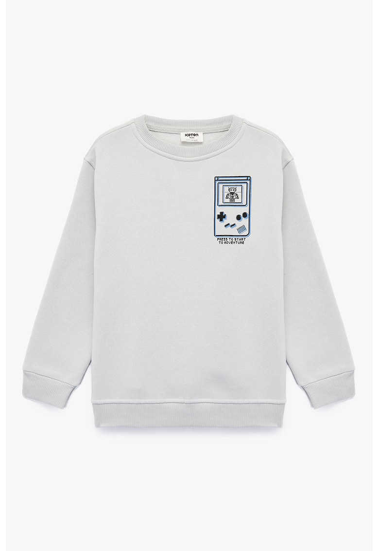 Bluza de trening cu imprimeu pe piept - Gri deschis