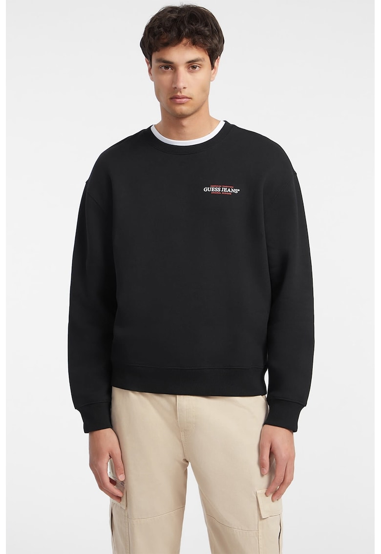 Bluza de trening cu imprimeu pe piept - Negru