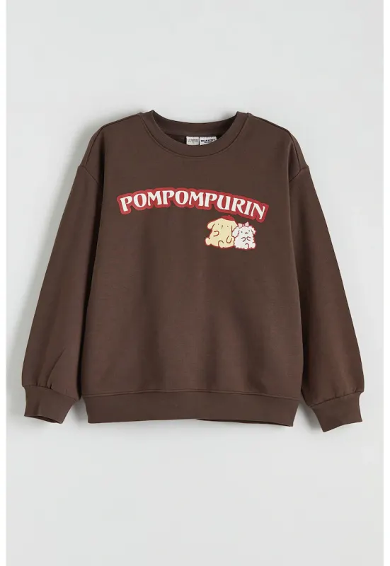 Bluza de trening cu imprimeu Pompompurin - Rosu/Maro inchis