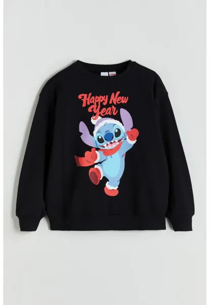 Bluza de trening cu imprimeu text si Stitch - Rosu/Negru/Albastru lavanda