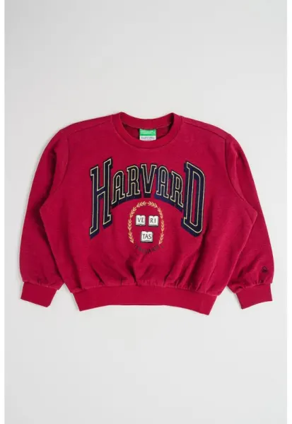 Bluza de trening cu imprimeu text - Visiniu