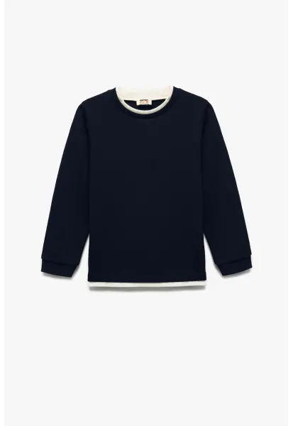 Bluza de trening cu insertii contrastante - Alb/Bleumarin