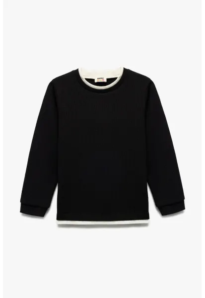 Bluza de trening cu insertii contrastante - Negru