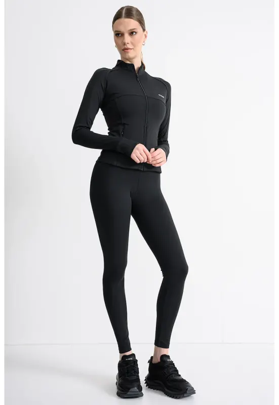 Bluza de trening cu logo si fermoar - Negru
