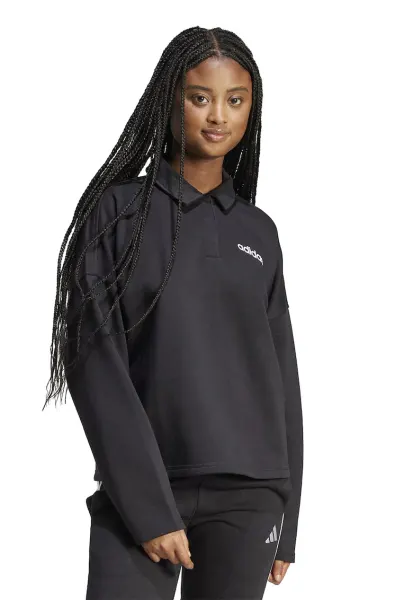 Bluza de trening cu logo si guler clasic - Negru stins