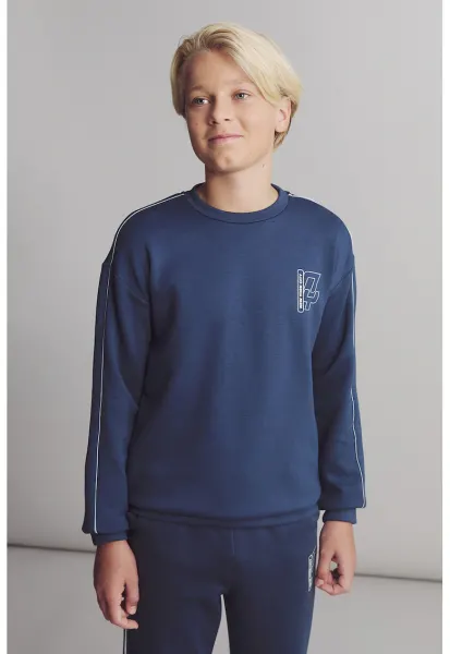 Bluza de trening cu maneci cazute - Bleumarin