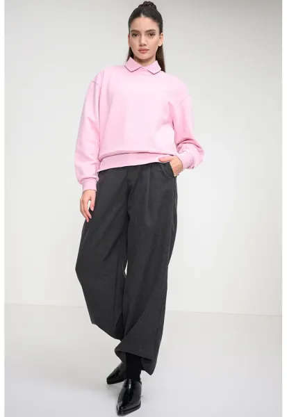 Bluza de trening cu maneci cazute - Roz