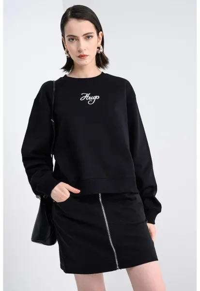 Bluza de trening cu maneci cazute si imprimeu logo Deroxina - Negru