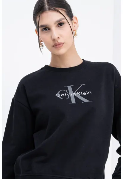 Bluza de trening cu maneci cazute si imprimeu logo - Negru