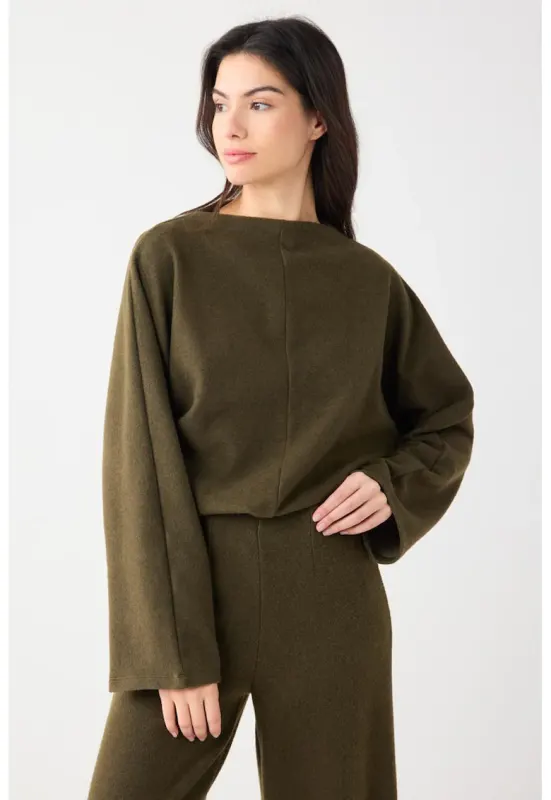 Bluza de trening cu maneci cazute - Verde masliniu