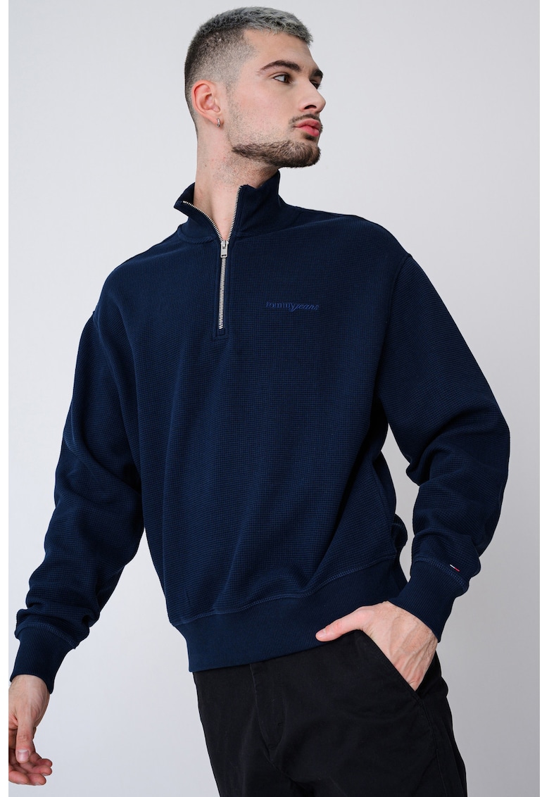 Bluza de trening de bumbac cu logo discret - Bleumarin