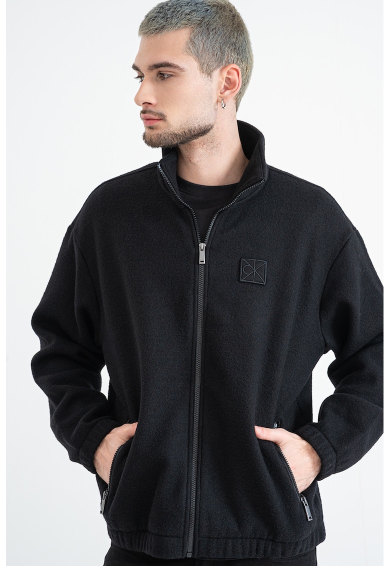 Bluza de trening din amesstec de lana cu fermoar - Negru