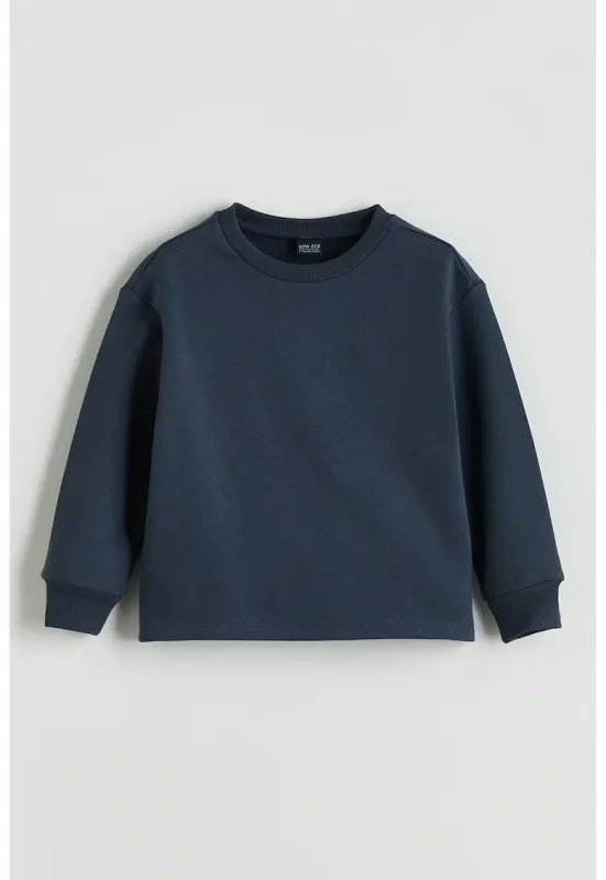 Bluza de trening din amestec de bumbac - Bleumarin