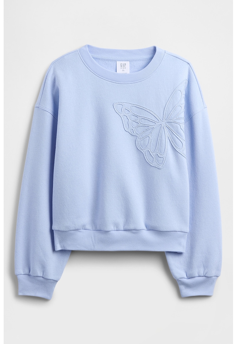 Bluza de trening din amestec de bumbac cu broderie - Albastru glaciar