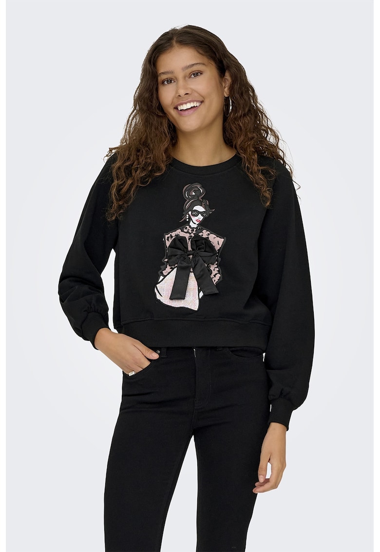 Bluza de trening din amestec de bumbac cu imprimeu grafic - Alb/Negru