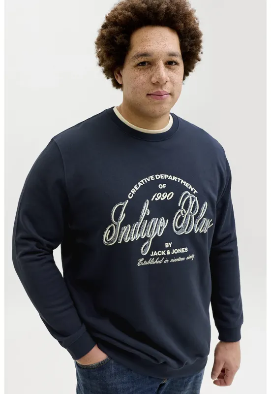 Bluza de trening din amestec de bumbac organic cu imprimeu text - Bleumarin