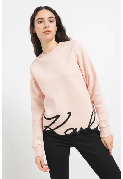 Bluza de trening din amestec de bumbac organic cu logo brodat - Piersica