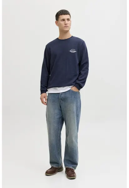 Bluza de trening din amestec de bumbac organic cu logo discret - Bleumarin