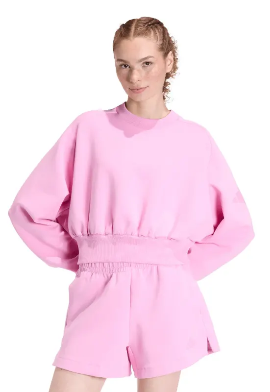 Bluza de trening din amestec de modal cu croiala lejera Soft Lux - Alb/Roz deschis