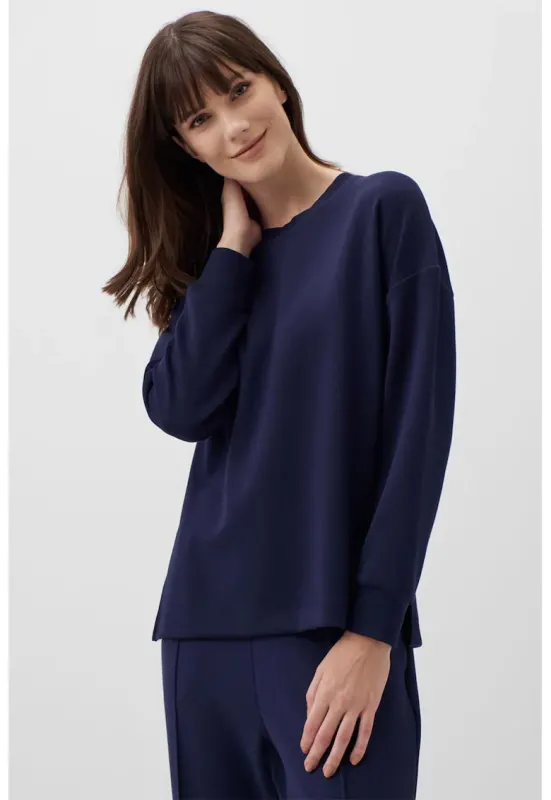 Bluza de trening din amestec de modal cu slituri laterale - Bleumarin