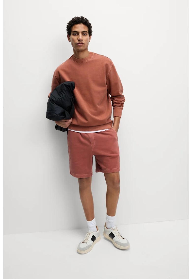 Bluza de trening din bumbac cu decolteu la baza gatului - Coral