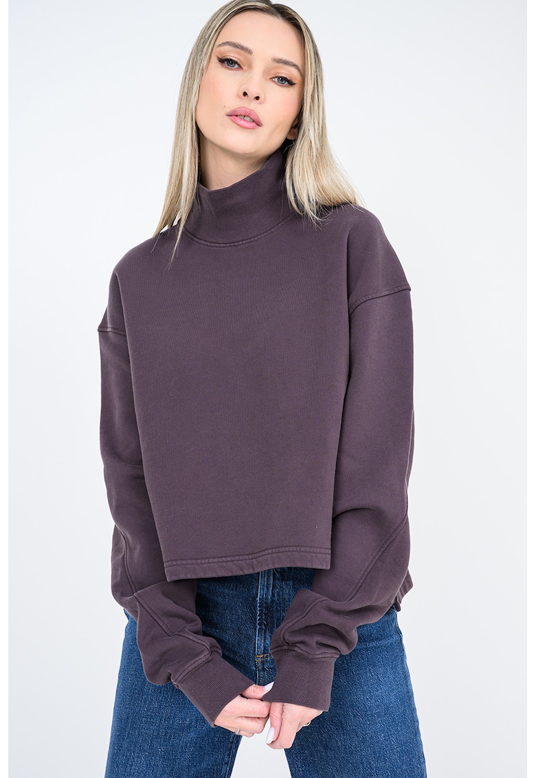 Bluza de trening din bumbac cu guler inalt Isra - Maro inchis