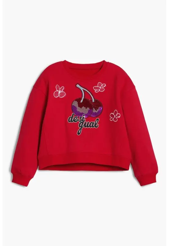 Bluza de trening din bumbac cu paiete - Rosu