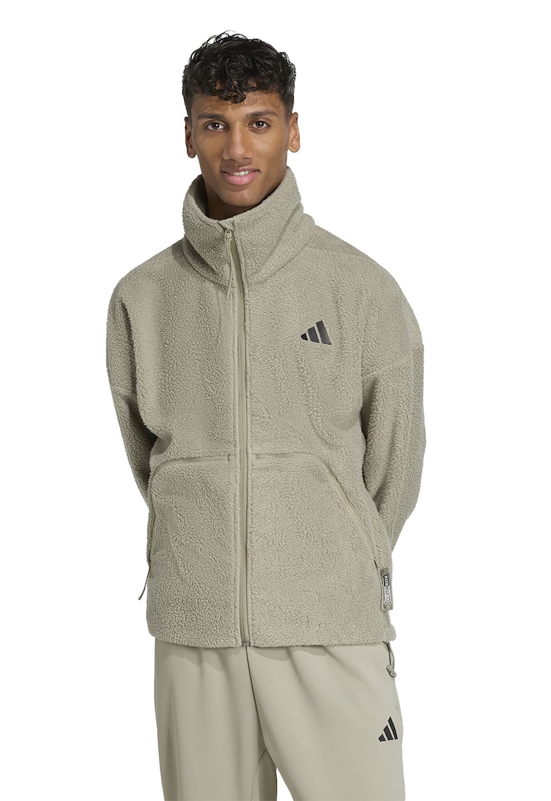 Bluza de trening din fleece cu buzunare - Maro taupe deschis