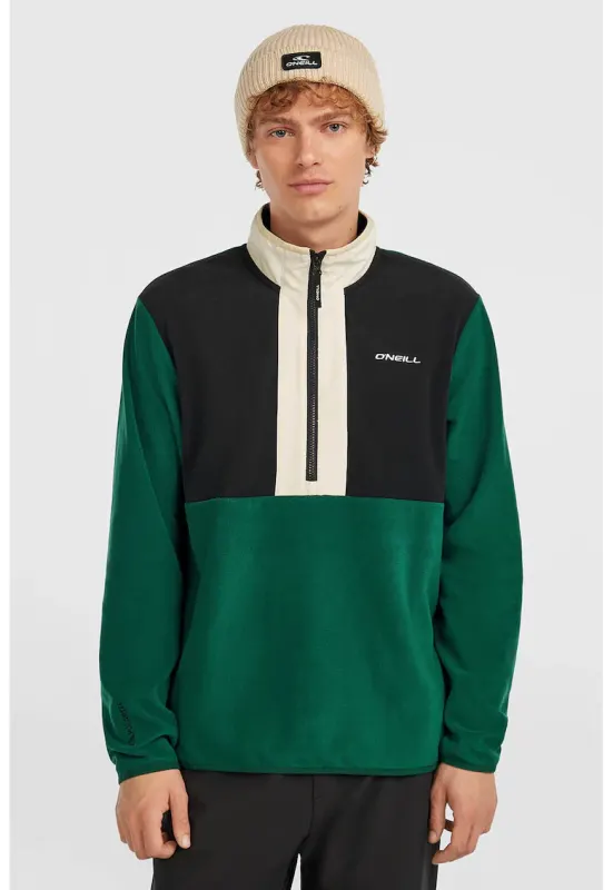 Bluza de trening din fleece cu fenta cu fermoar - pentru schi WC'Cruz Triple Polartec® - Verde/Alb fildes/Negru