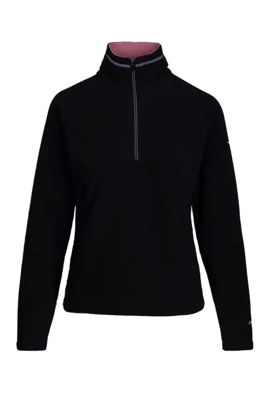 Bluza de trening din fleece cu fenta cu fermoar scurt Skylar - Negru/Roz deschis