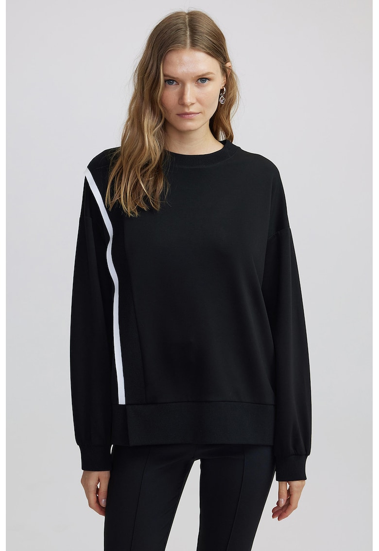 Bluza de trening lejera cu segment contrastant - Alb/Negru