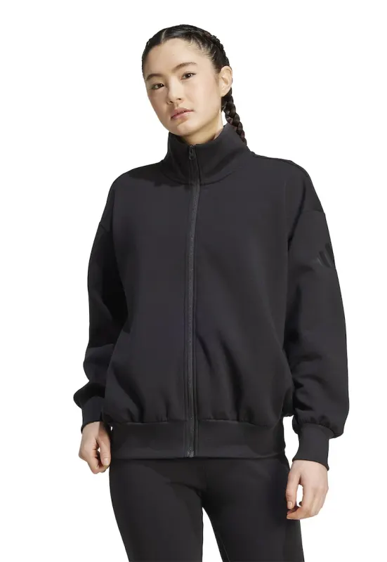 Bluza de trening lejera din amestec de modal cu fermoar si buzunare - Negru