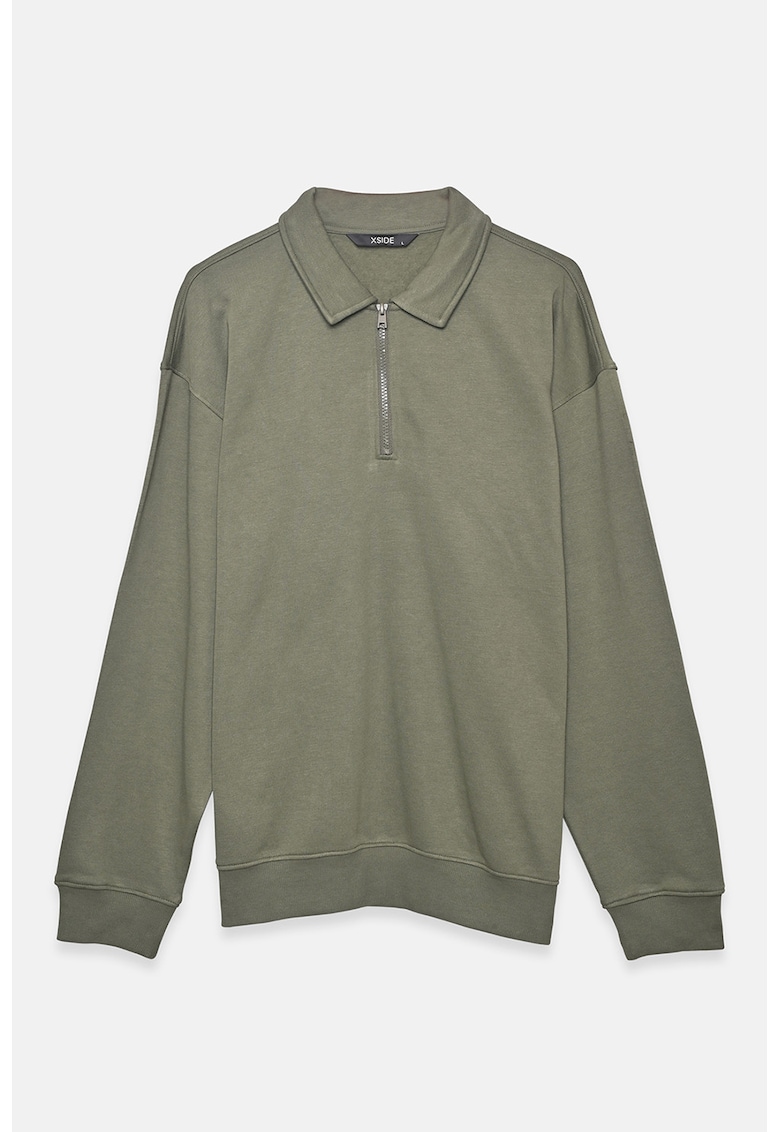 Bluza de trening polo cu croiala lejera - Gri cenusiu