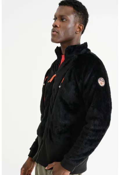 Bluza de trening pufoasa cu fermoar si buzunare Uliste - Negru