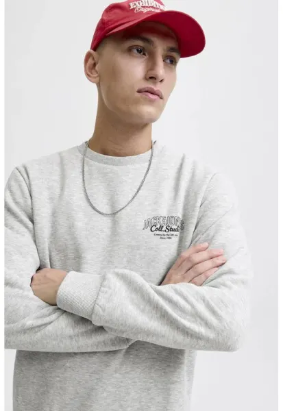 Bluza de trening regular-fit cu decolteu la baza gatului Makoto - Gri deschis melange